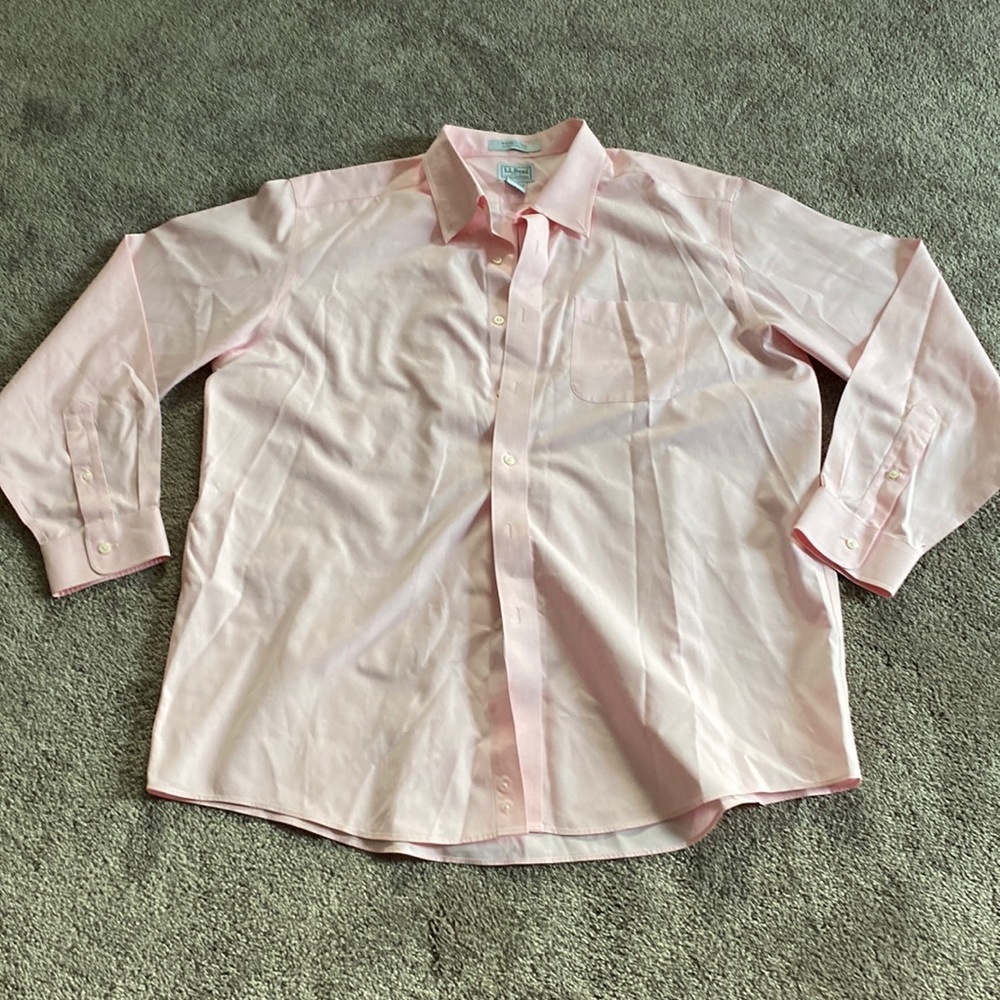 L.L. Bean Pink Button Down Dress Shirt Classic Cotton SIZE 17.5 Traditional Fit
